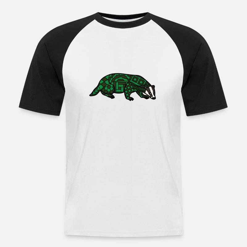 ZenDoodle "Dachs" - Männer Baseball-T-Shirt - Weiß/Schwarz