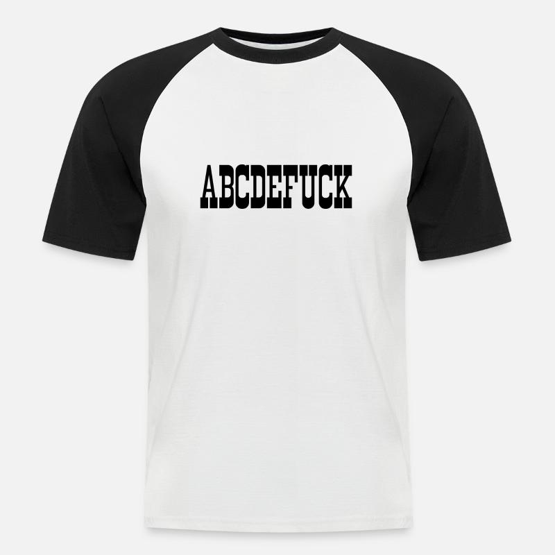 abcdefuck - Männer Baseball-T-Shirt - Weiß/Schwarz