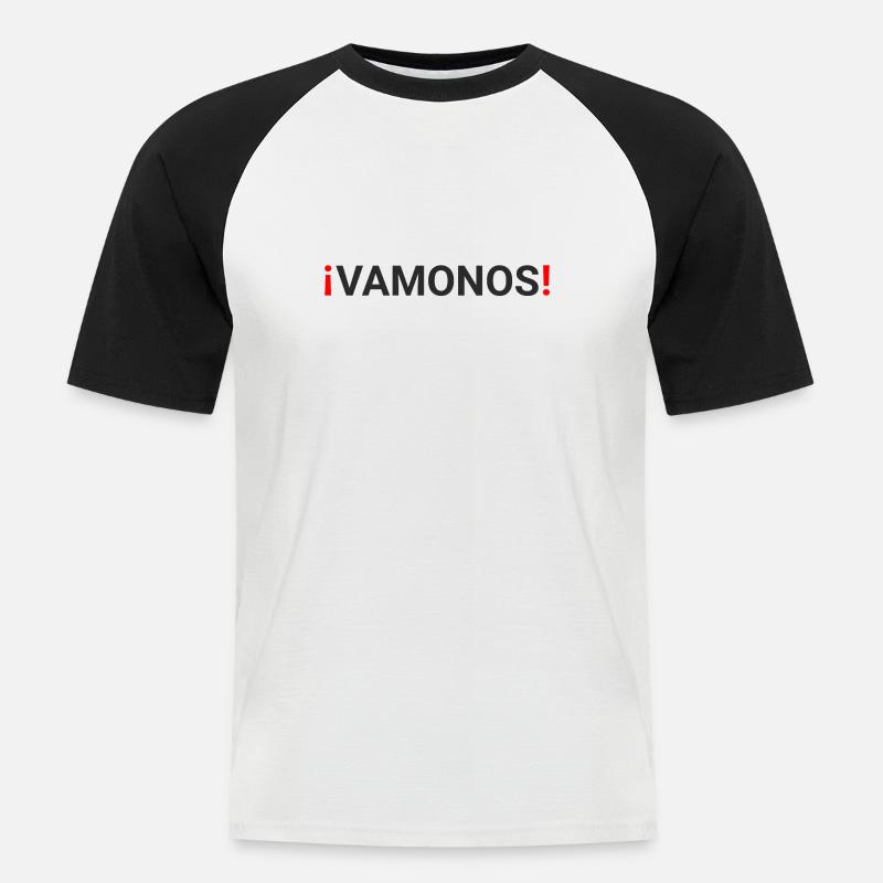 "vamonos" - Männer Baseball-T-Shirt - Weiß/Schwarz