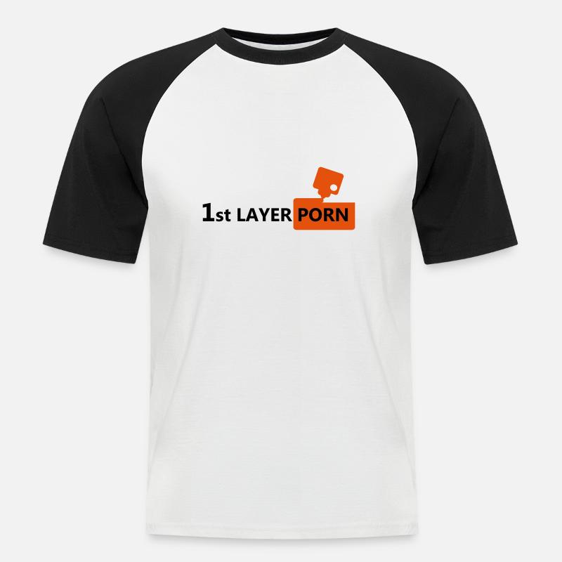 First layer 3D Duck - Männer Baseball-T-Shirt - Weiß/Schwarz