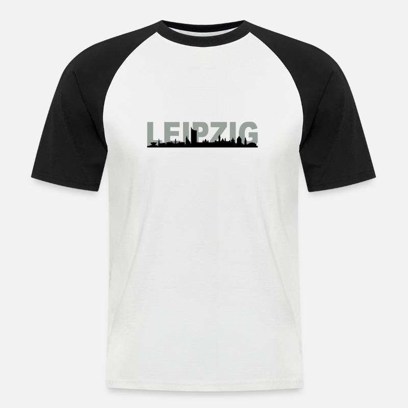 Skyline Leipzig Name - Männer Baseball-T-Shirt - Weiß/Schwarz