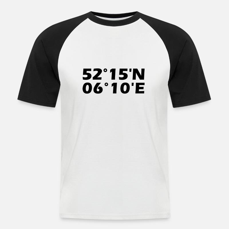 Deventer Coordinates - Men's Baseball T-Shirt - white/black