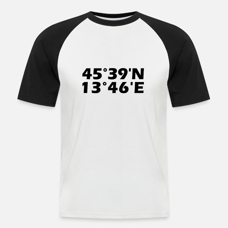 Trieste coordinates - Men's Baseball T-Shirt - white/black