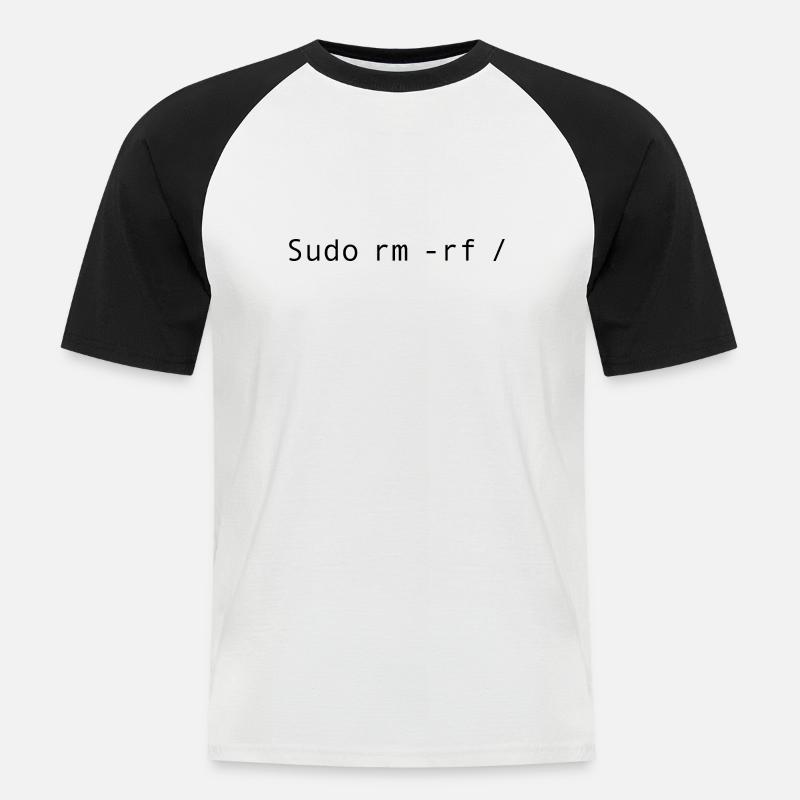 Linux-Codierung sudo rm -rf / - Männer Baseball-T-Shirt - Weiß/Schwarz