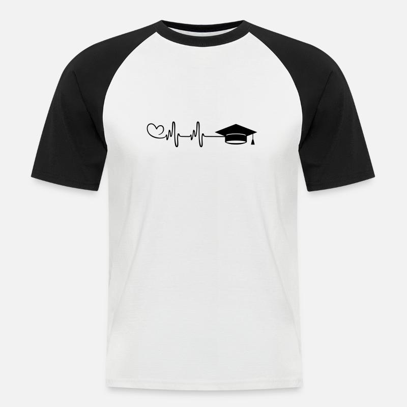 Student Cap Pulse Heart - Men's Baseball T-Shirt - white/black