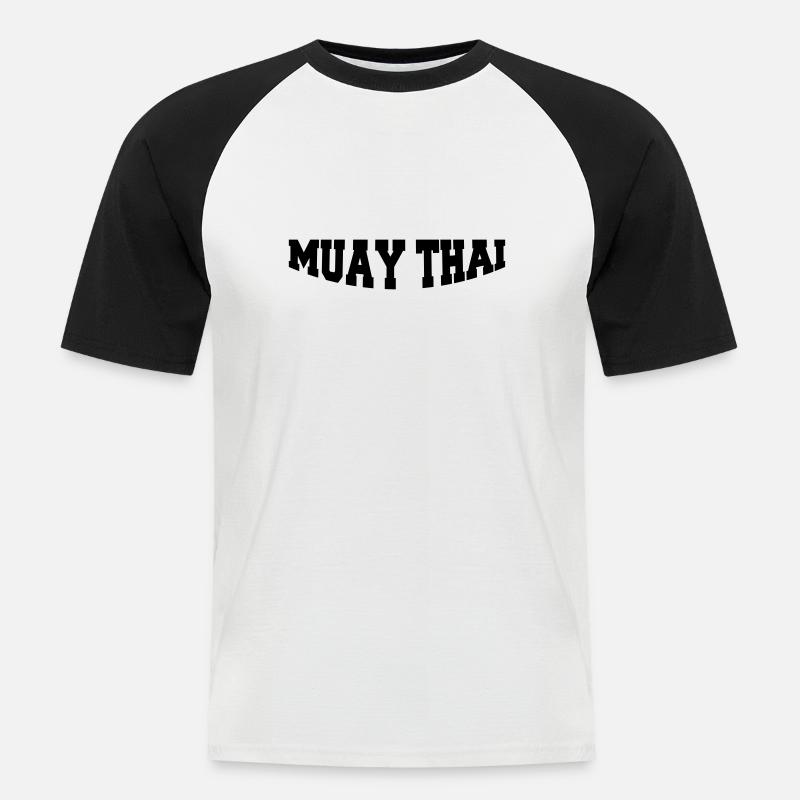 muay_thai1 - Männer Baseball-T-Shirt - Weiß/Schwarz