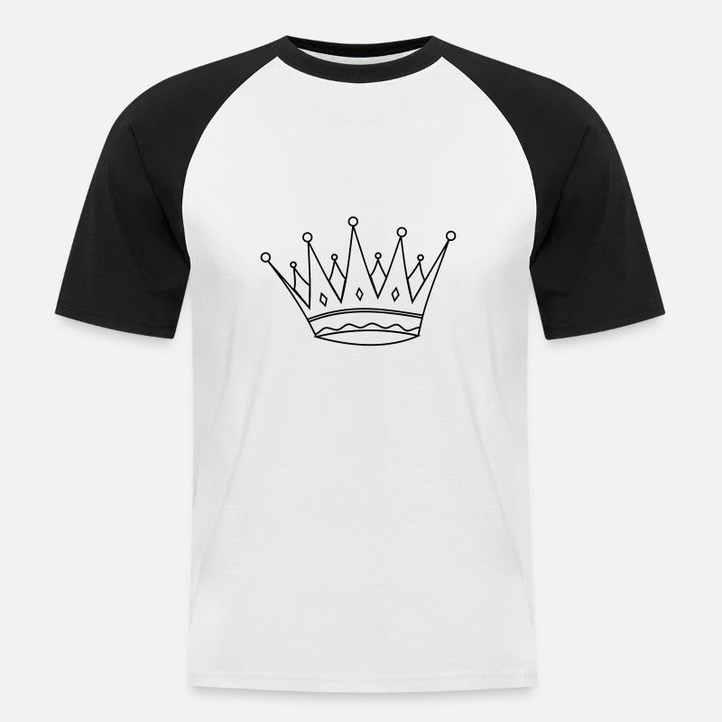 Krone - Männer Baseball-T-Shirt - Weiß/Schwarz