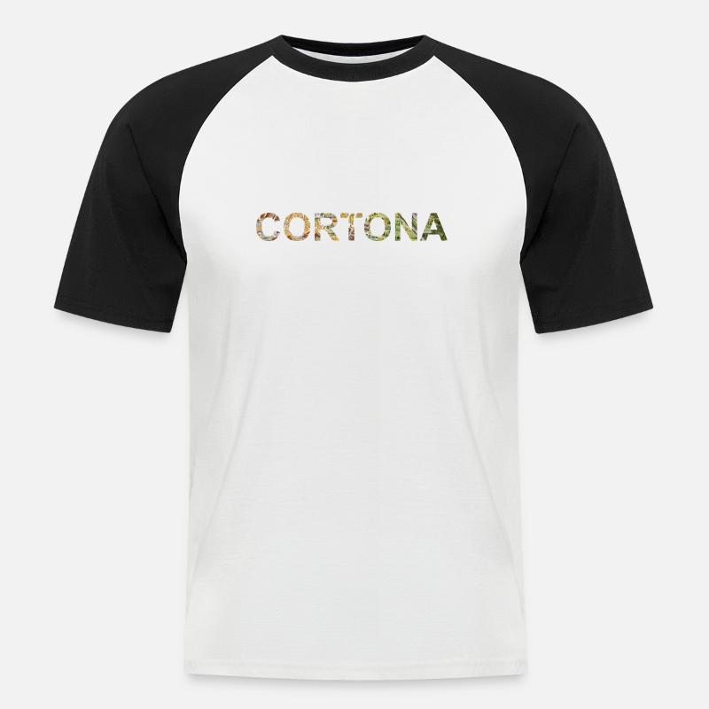Cortona Mapa - Männer Baseball-T-Shirt - Weiß/Schwarz