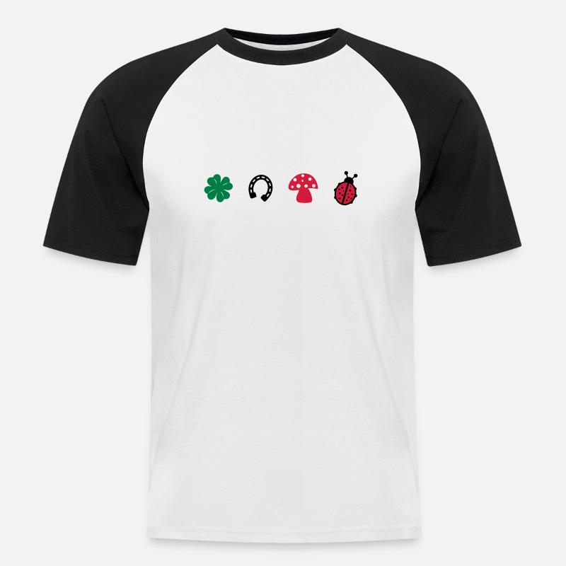 Glücksbringer - Männer Baseball-T-Shirt - Weiß/Schwarz