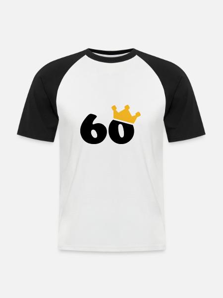 60 crown 60 birthday 60 years - Men's Baseball T-Shirt - white/black