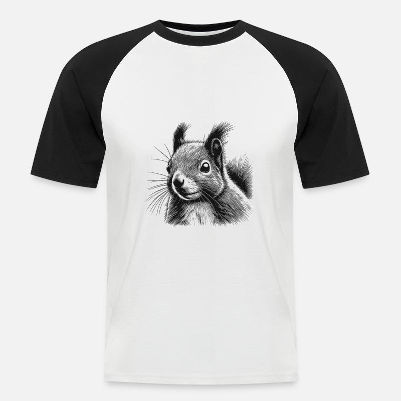 Eichhörnchen - Männer Baseball-T-Shirt - Weiß/Schwarz