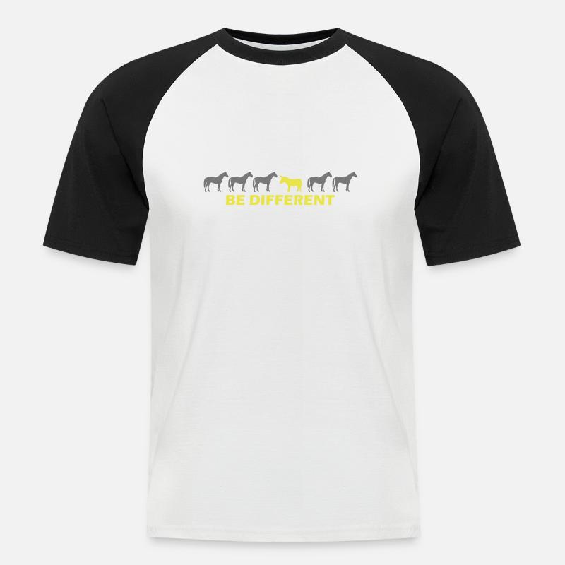 be different - esel vs pferd - Männer Baseball-T-Shirt - Weiß/Schwarz
