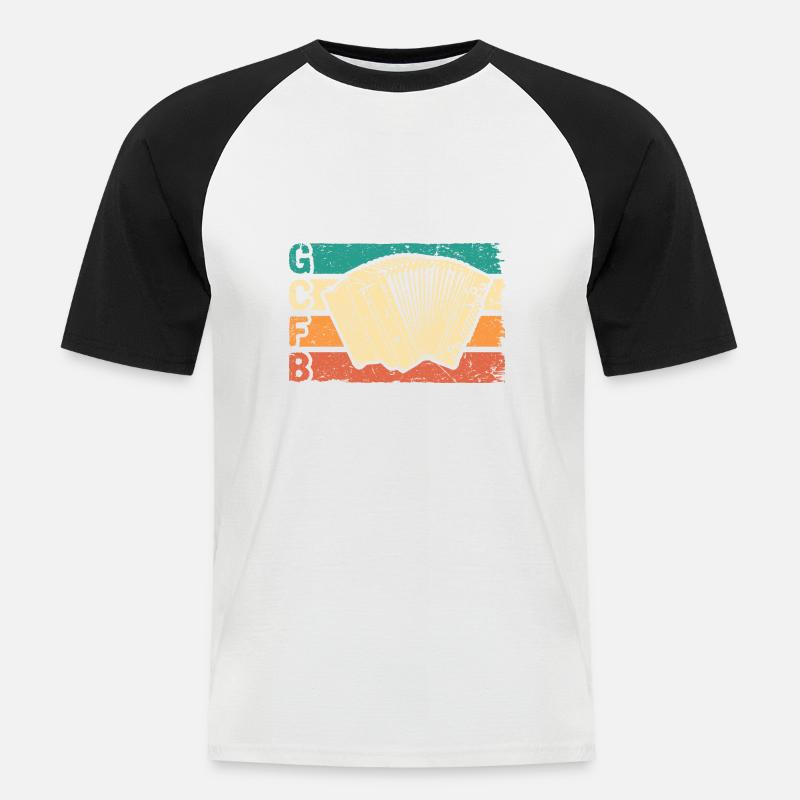 Retro Steirische Harmonika GCFB, Quetschn - Männer Baseball-T-Shirt - Weiß/Schwarz