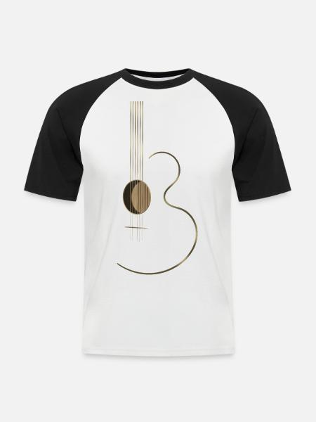 Acoustic Guitar Logo - Men's Baseball T-Shirt - white/black