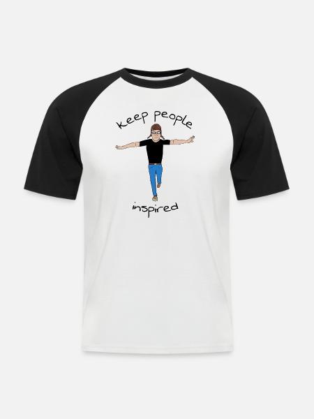 Keep People Inspired - Männer Baseball-T-Shirt - Weiß/Schwarz