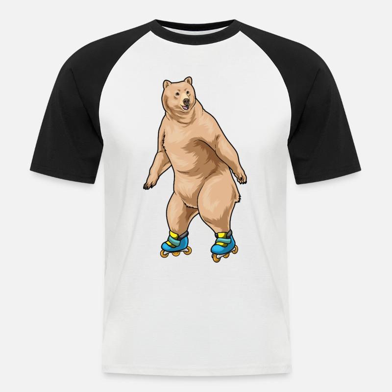 Bär Inline skating Inline skates - Männer Baseball-T-Shirt - Weiß/Schwarz