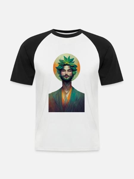 Smoking Jesus 2 - Männer Baseball-T-Shirt - Weiß/Schwarz