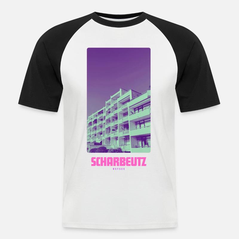 Scharbeutz Ostsee - Männer Baseball-T-Shirt - Weiß/Schwarz