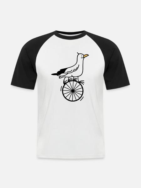 begabte Möwe - Männer Baseball-T-Shirt - Weiß/Schwarz