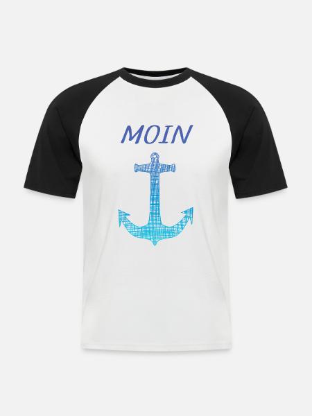 Moin - Männer Baseball-T-Shirt - Weiß/Schwarz