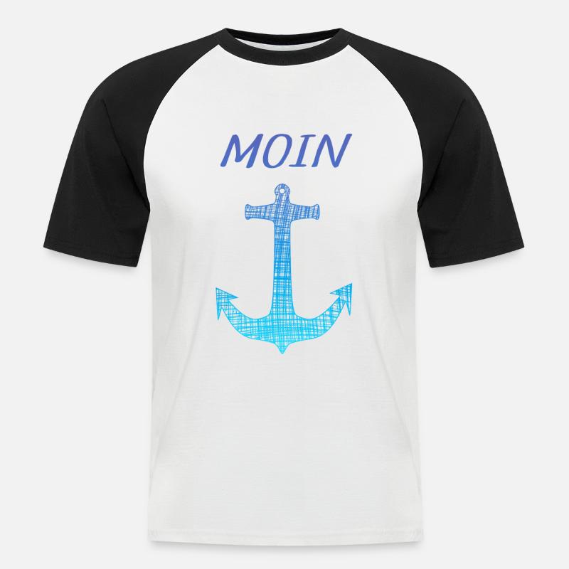 Moin - Männer Baseball-T-Shirt - Weiß/Schwarz