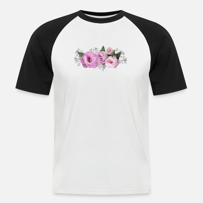 Blumen Rosa - Männer Baseball-T-Shirt - Weiß/Schwarz
