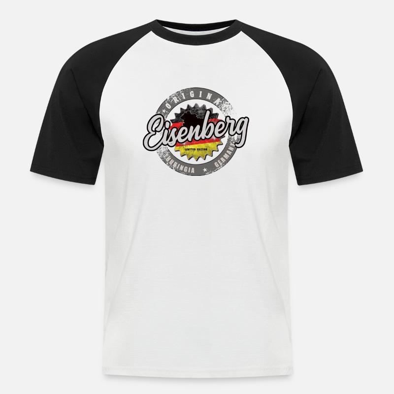Original Germany Thüringen Eisenberg - Männer Baseball-T-Shirt - Weiß/Schwarz