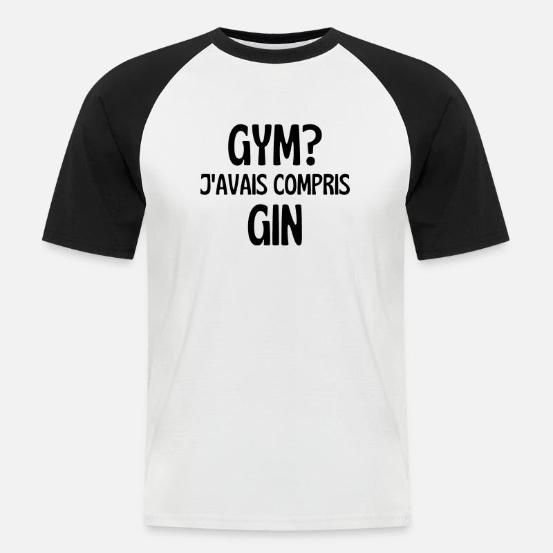 j'avais compris gin - T-shirt baseball manches courtes Homme - blanc/noir