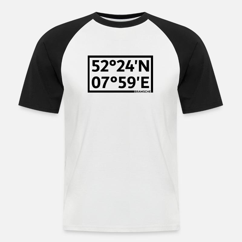 Bram's coordinates - Men's Baseball T-Shirt - white/black