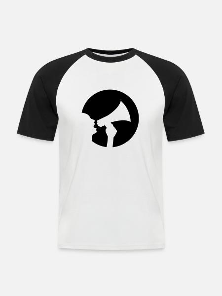 Megaphon - Männer Baseball-T-Shirt - Weiß/Schwarz