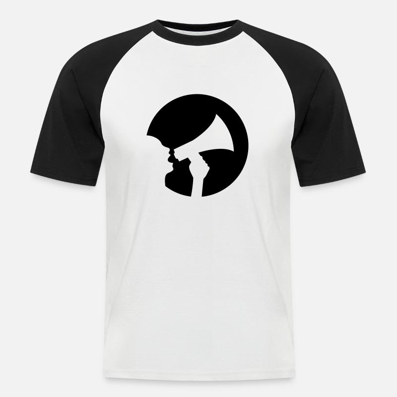 Megaphon - Männer Baseball-T-Shirt - Weiß/Schwarz