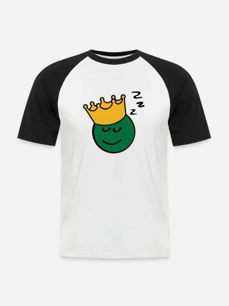 Peas king sleep - Men's Baseball T-Shirt - white/black