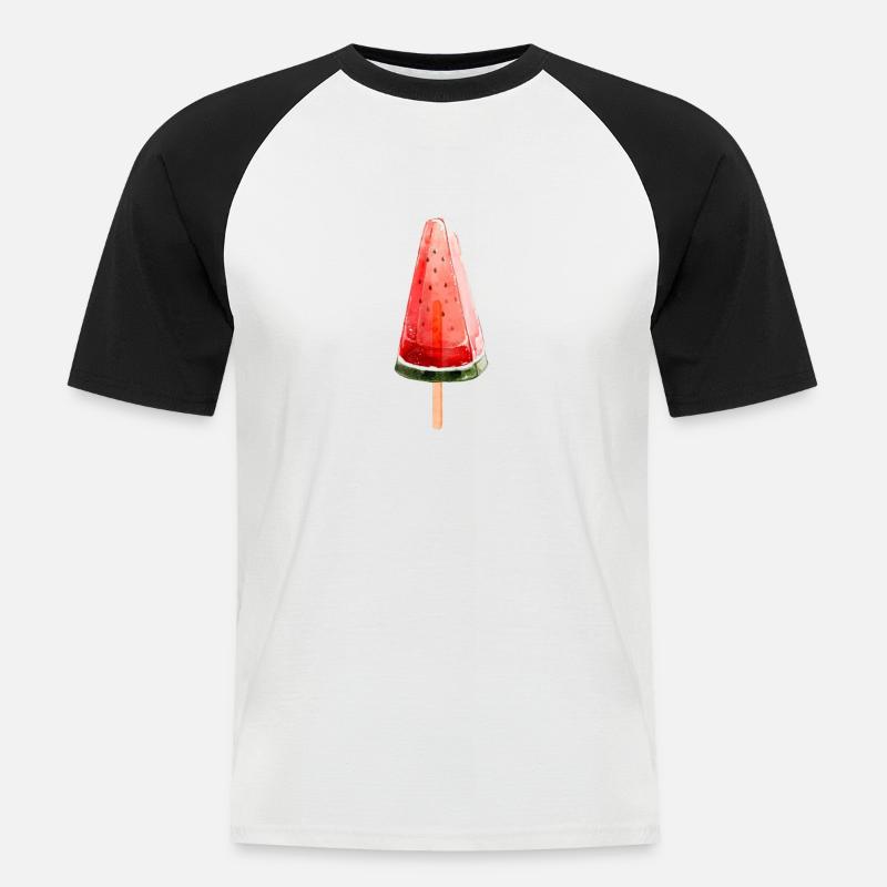 Melonen Eis - Männer Baseball-T-Shirt - Weiß/Schwarz
