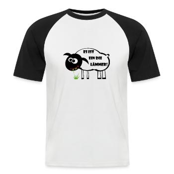 C’est un dilemme ! Agneau Idée cadeau - T-shirt baseball manches courtes Homme - blanc/noir - Devant - Nik (191cm)