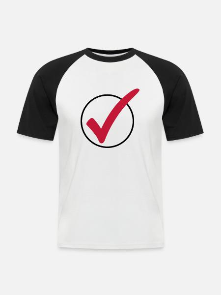 haken_ok__f2 - Männer Baseball-T-Shirt - Weiß/Schwarz