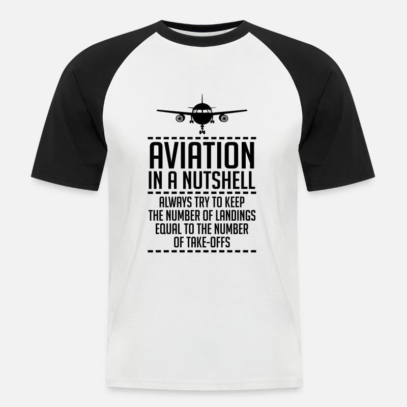 Aviation in a Nutshell - Männer Baseball-T-Shirt - Weiß/Schwarz