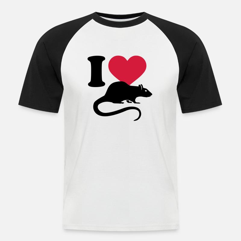 Ratte - Männer Baseball-T-Shirt - Weiß/Schwarz