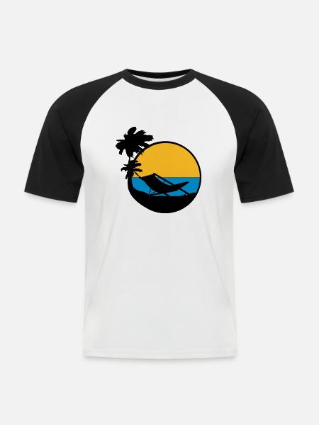 palmen sun silhouette lounge chair beach chair url - Men's Baseball T-Shirt - white/black