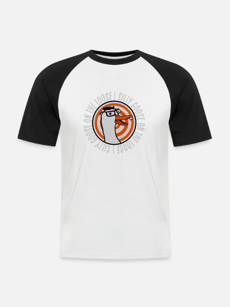 goose on the loose - Men's Baseball T-Shirt - white/black
