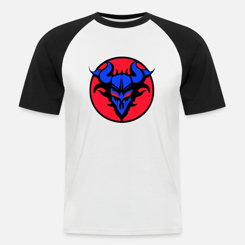 Dämonisch teuflisches Wappen - Männer Baseball-T-Shirt - Weiß/Schwarz