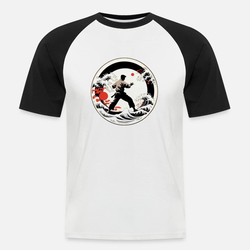Karate-Training - Männer Baseball-T-Shirt - Weiß/Schwarz
