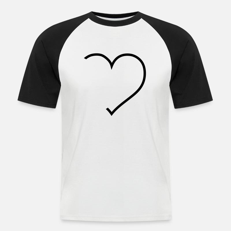 Ein modernes Herz - Männer Baseball-T-Shirt - Weiß/Schwarz