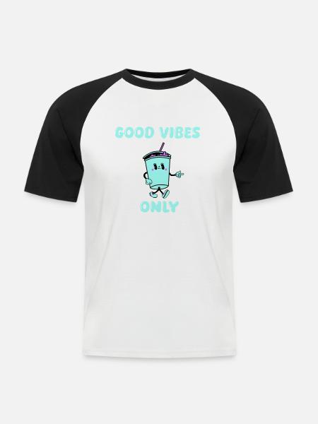 drink cartoon vibes - Männer Baseball-T-Shirt - Weiß/Schwarz