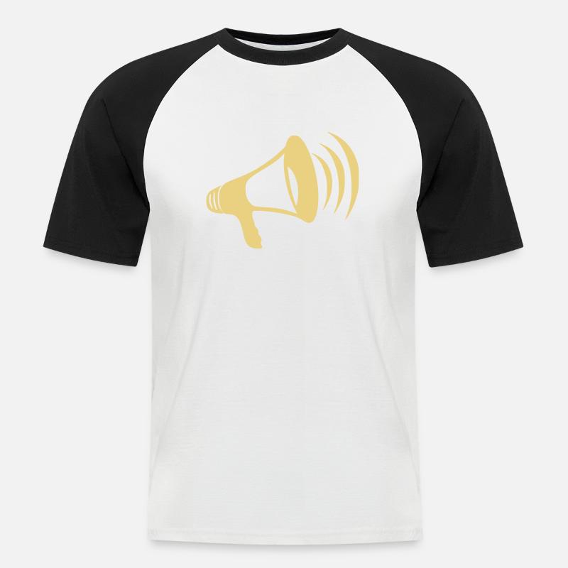 Megaphone - Männer Baseball-T-Shirt - Weiß/Schwarz