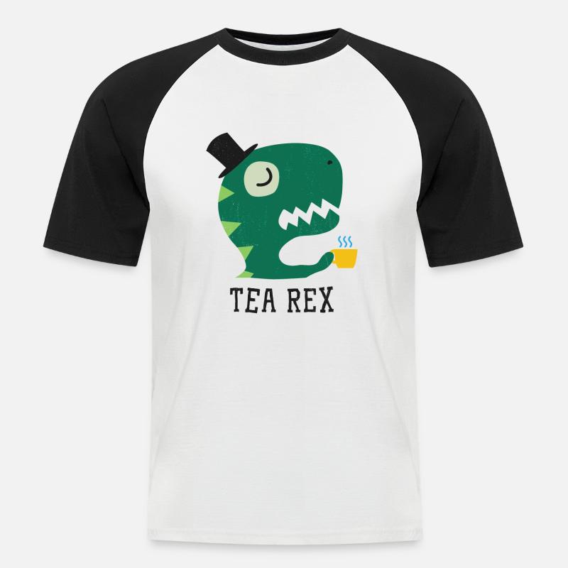 Tea Rex - Funny Dino - T-Rex - Männer Baseball-T-Shirt - Weiß/Schwarz