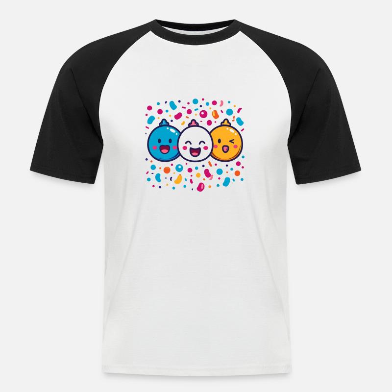 Fasnachtsfreude mit Konfetti - Männer Baseball-T-Shirt - Weiß/Schwarz