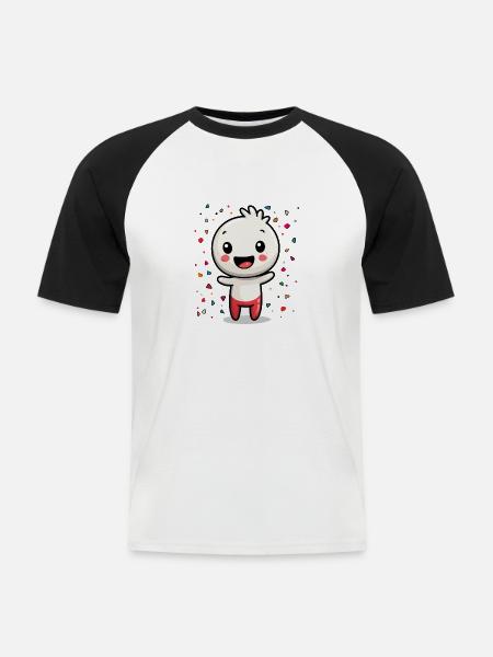 Fasnachtsfreude mit Konfetti - Männer Baseball-T-Shirt - Weiß/Schwarz
