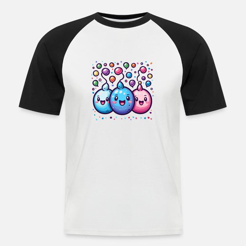 Fasnachtsfreude mit Konfetti - Männer Baseball-T-Shirt - Weiß/Schwarz