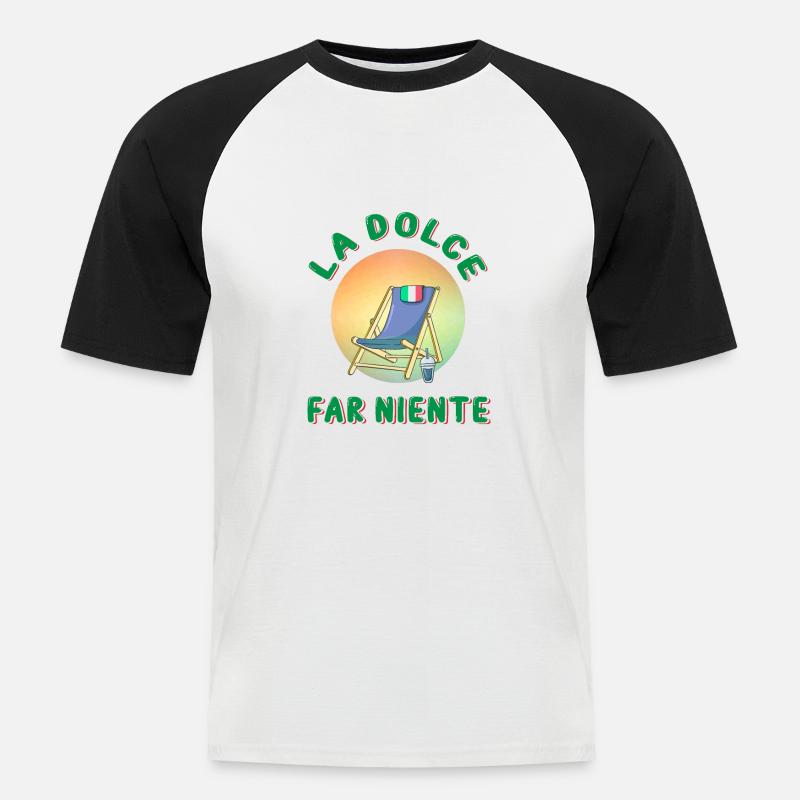 la dolce far niente - Männer Baseball-T-Shirt - Weiß/Schwarz
