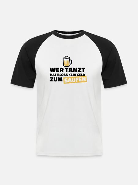 Saufen - Männer Baseball-T-Shirt - Weiß/Schwarz